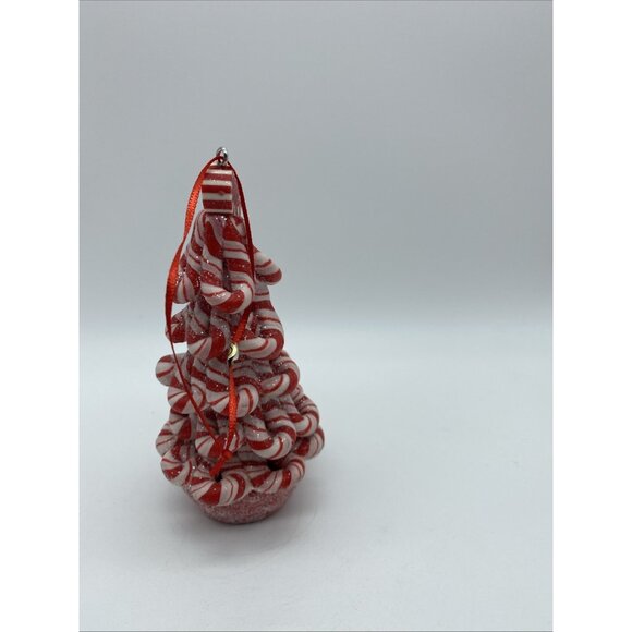 Faux Peppermint Candy Cane Christmas Tree Ornament Red & White 5" Holiday Decor - Picture 3 of 8